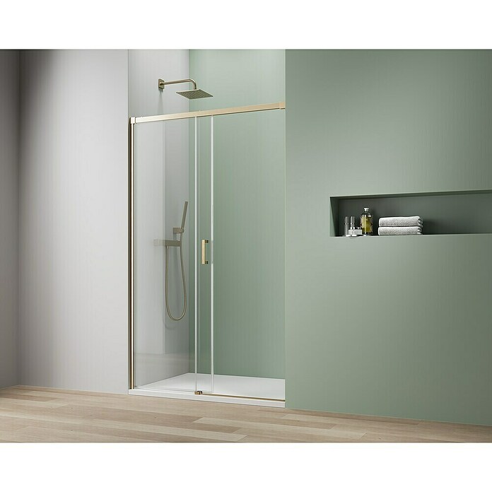 Camargue Roma Mix & Match Nischendusche (100 x 195 cm, Beschichtet, Stärke: 6 mm, Brushed Gold) | BAUHAUS