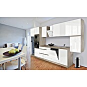 Respekta Premium Küchenzeile GLRP395HESWGKE (Breite: 395 cm, Mit Elektrogeräten, Weiß Hochglanz)