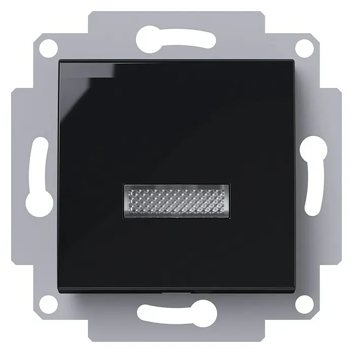 Voltomat ART Kontrollschalter - Schwarz, Kunststoff, 10 A - Schwarzer Smart-Home-Lichtschalter mit rechteckigem Sensor in einer quadratischen Halterung zur intelligenten Steuerung der Beleuchtung.