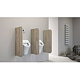 GEO Urinal-Trennwand Radius 100 (50 x 90 cm, Aluminium, Dekor: Eiche gekalkt)
