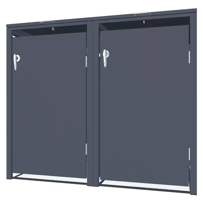 Metzler Mülltonnenbox 2er - 136 x 80 cm, Stahl, Anthrazit, Geeignet für Anzahl Mülltonnen: 2 Stk.