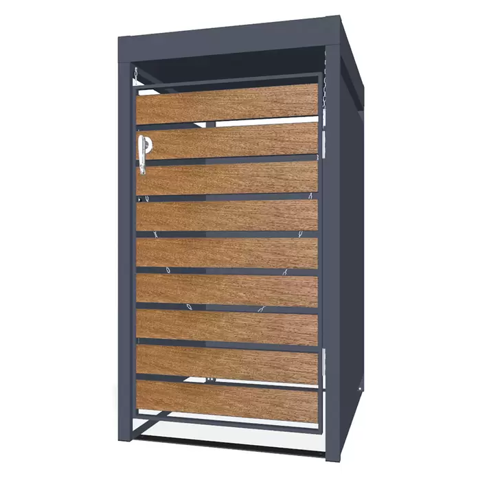 Metzler Mülltonnenbox - 68 x 80 cm, Stahl, Anthrazit/Braun, Geeignet für Anzahl Mülltonnen: 1 Stk., Mit Pflanzdach