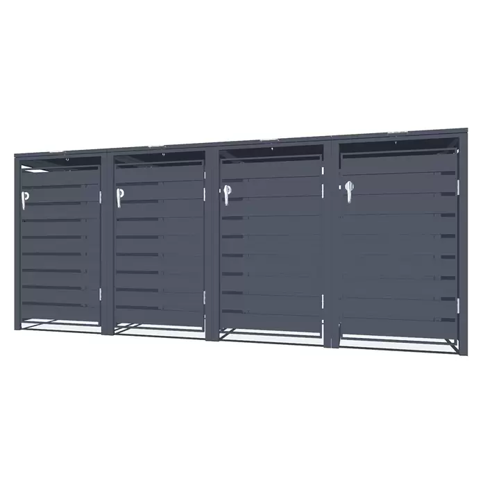 Metzler Mülltonnenbox - 272 x 80 cm, Stahl, Anthrazit, Geeignet für Anzahl Mülltonnen: 4 Stk., Mit Lamellen