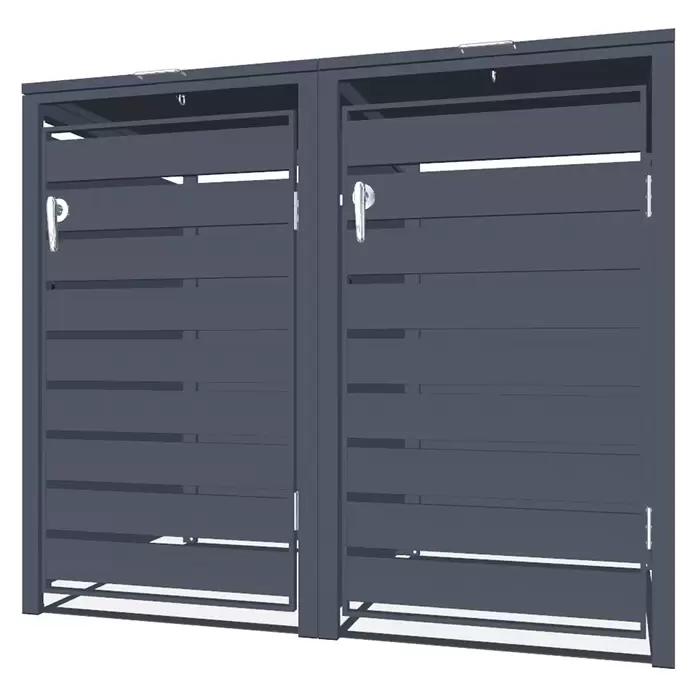 Metzler Mülltonnenbox - 136 x 80 cm, Stahl, Anthrazit, Geeignet für Anzahl Mülltonnen: 2 Stk., Mit Lamellen
