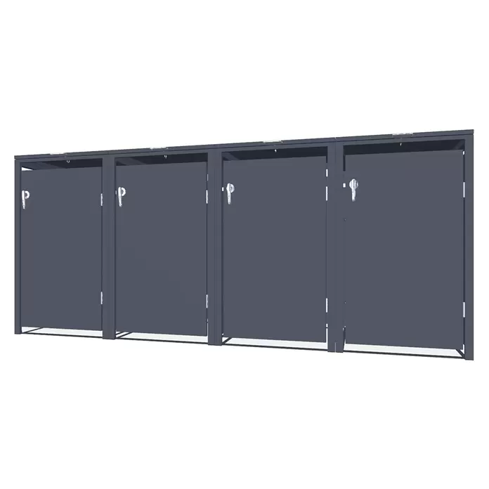 Metzler Mülltonnenbox 4er - 272 x 80 cm, Stahl, Anthrazit, Geeignet für Anzahl Mülltonnen: 4 Stk.
