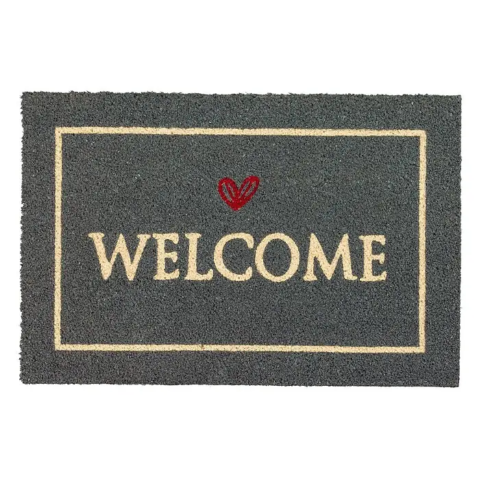 Astra Coco Fußmatte Style Welcome - 40 x 60 cm, Schwarz, Material Nutzschicht: 100 % Kokos, Welcome, Kokos - Fußmatte mit der Aufschrift "WELCOME" und einem kleinen Herz, ideal für den Eingangsbereich, um Gäste herzlich zu empfangen.