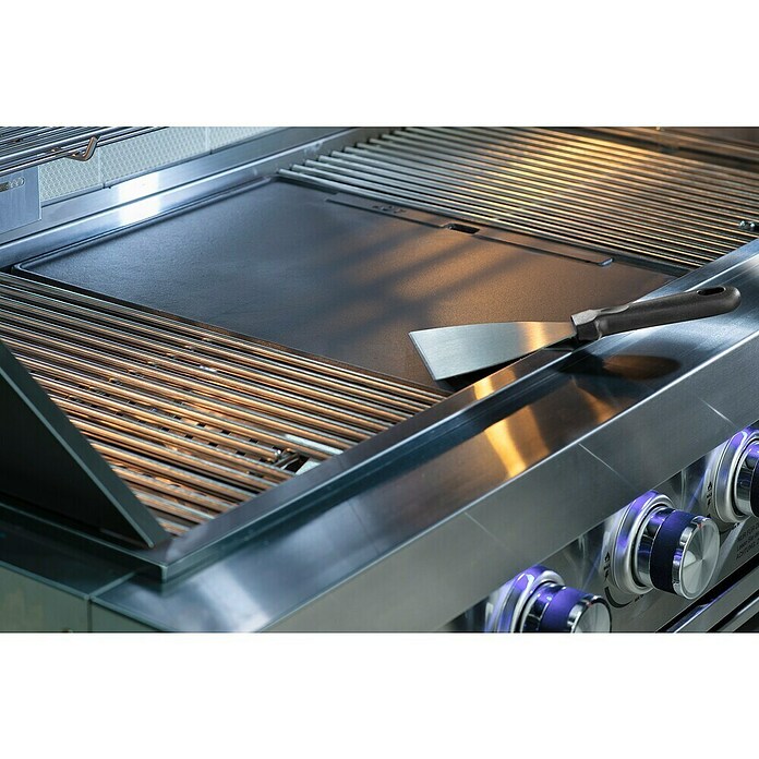 Buschbeck Elektrogrill Plancha Platte mit Spachtel (H x B x T: 5 x 47 x 37 cm, Schwarz, Edelstahl) | BAUHAUS