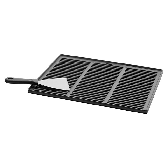 Buschbeck Elektrogrill Plancha Platte mit Spachtel (H x B x T: 5 x 47 x 37 cm, Schwarz, Edelstahl) | BAUHAUS