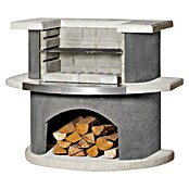 Buschbeck Grillbar Stockholm (Mit hochwertigem Edelstahlsimsblech, L x B x H: 65 x 110 x 93 cm, Hauptgrillfläche: 54 x 34 cm, Weiß/Grau) | BAUHAUS