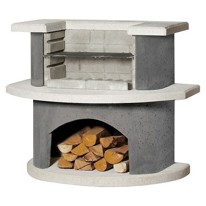 Buschbeck Grillbar Kopenhagen (Ohne Edelstahlsimsblech, L x B x H: 65 x 110 x 93 cm, Hauptgrillfläche: 54 x 34 cm, Weiß/Grau) | BAUHAUS