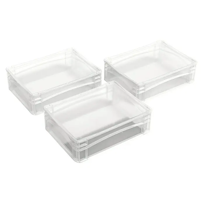 Surplus Systems Eurobox - L x B x H: 40 x 30 x 12 cm, Kunststoff, Transparent, 3 Stk. - Abbildung von drei durchsichtigen Aufbewahrungsboxen, die eine praktische und übersichtliche Lösung für die Lagerung bieten.
