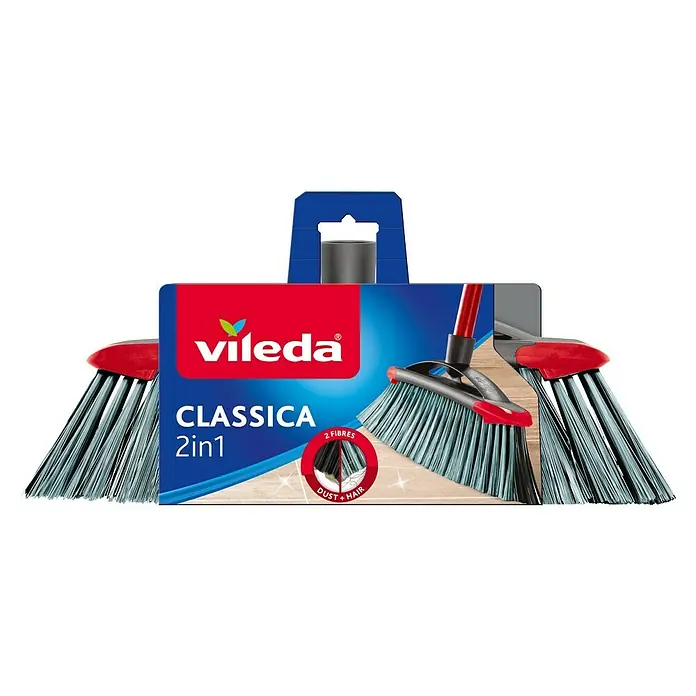 Vileda Zimmerbesen Classica 2in1 Besen - Material Borsten: Recyceltes PET, Breite Besen: 34 cm - Das Vileda Classica 2in1 Kehrset mit zwei Faserarten für Staub und Haare sorgt für eine effektive Reinigung im ganzen Haus.