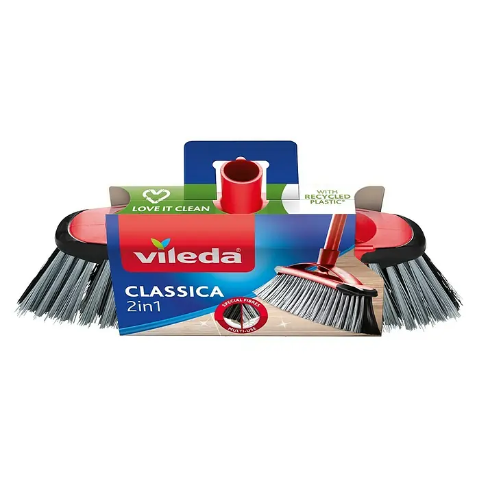 Vileda Zimmerbesen Classica 2in1 Besen - Material Borsten: Recyceltes PET, Breite Besen: 34 cm - Das Vileda Classica 2in1 ist ein Besen mit recyceltem Kunststoff, ideal für die Reinigung verschiedener Oberflächen.