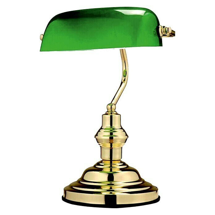 Globo Tischleuchte Bankerslamp (1-flammig, Max. Leistung: 60 W, Messing, Höhe: 36 cm)