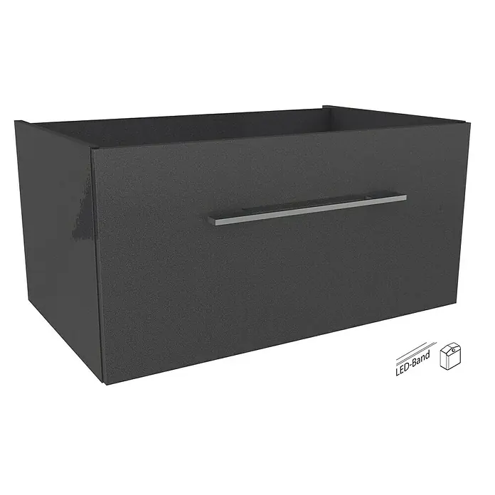Camargue Stella Waschtischunterschrank - 79,4 x 48,8 x 39 cm, Mit Beleuchtung, Grafit - Anthrazitfarbener Schubladenschrank mit Griff und LED-Band für ein modernes Badezimmerdesign. Stilvolle Aufbewahrungslösung.