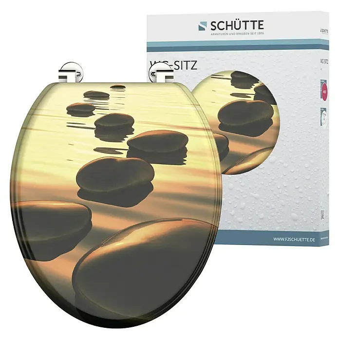 Schütte WC-Sitz Sea Stone - MDF, Mehrfarbig, Ohne Absenkautomatik - WC-Sitz mit Steindekor von Schütte. Das Motiv ist ein Hingucker für jedes Bad und Gäste-WC. Robuster und langlebiger WC-Sitz.