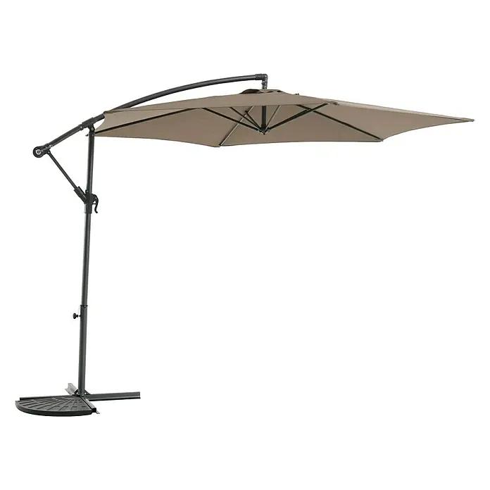 Sunfun Parasol de jardín Toscana II - Taupe, Diámetro de cobertura: 300 cm - Parasol de patio beige de pie con una base negra robusta, perfecto para proporcionar sombra y protección en espacios al aire libre.