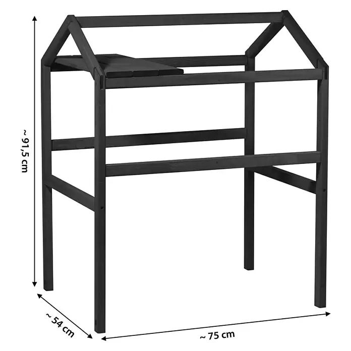 Dobar Pflanzturm - 75 x 54 x 91,5 cm, Anthrazit - Dunkler Holzrahmen für Hochbeet mit Spitzdach, ca. 91,5 cm hoch, 75 cm breit und 54 cm tief.