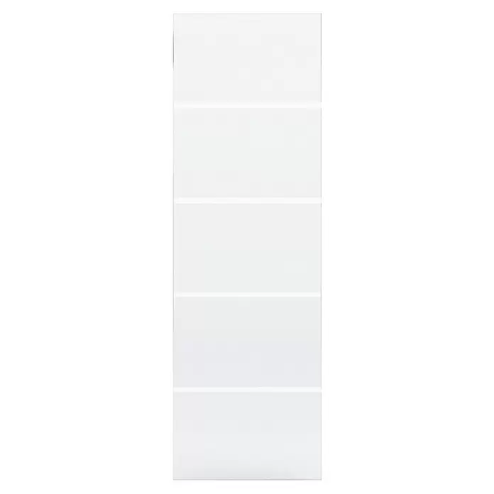 Entravia Glasschiebetür - 735 x 2.105 mm, Satiniertes Glas, 4-Streifen Design, Ohne Schlossbohrung, Passend für: Entravia Simple-Pocket Schiebetürsystem - Weißes horizontales Paneelrollo.