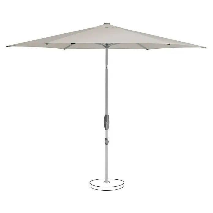 Suncomfort Marktschirm Shell-Turn - Hellgrau, Durchmesser Bespannung: 300 cm - Freistehender, quadratischer Sonnenschirm mit einem hellen Schirm und einem stabilen, grauen Mittelmast für den Außenbereich.