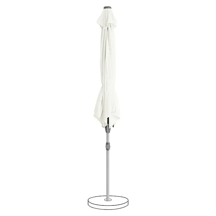 Suncomfort Marktschirm Shell-Turn - Ecru, Durchmesser Bespannung: 300 cm - Geschlossener weißer Sonnenschirm mit grauem Ständer, ideal für den Außenbereich und zum Schutz vor der Sonne.