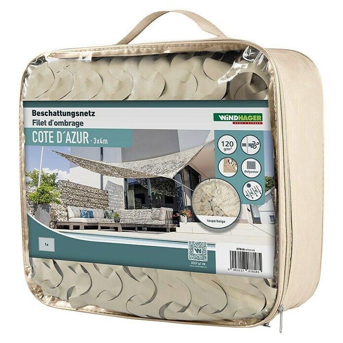 Windhager Sonnensegel Cote d'Azur (L x B: 3 x 4 m, Polyester, Taupe) | BAUHAUS