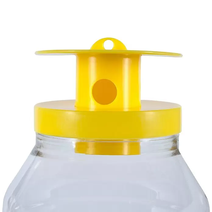 Windhager Wespenfalle inklusive Köder - Nettovolumen: 125 ml - Gelber Kunststoff-Insektenfallenaufsatz mit transparentem Glas, mit Eintrittslöchern und Aufhängeöse.