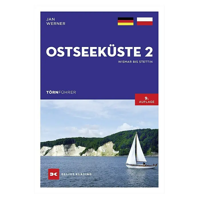 Törnführer Ostseeküste 2: Wismar bis Stettin; Delius Klasing -  - Das Cover des Buches „Ostseeküste 2“ von Jan Werner zeigt eine Segelyacht vor der Küste, herausgegeben von Delius Klasing.