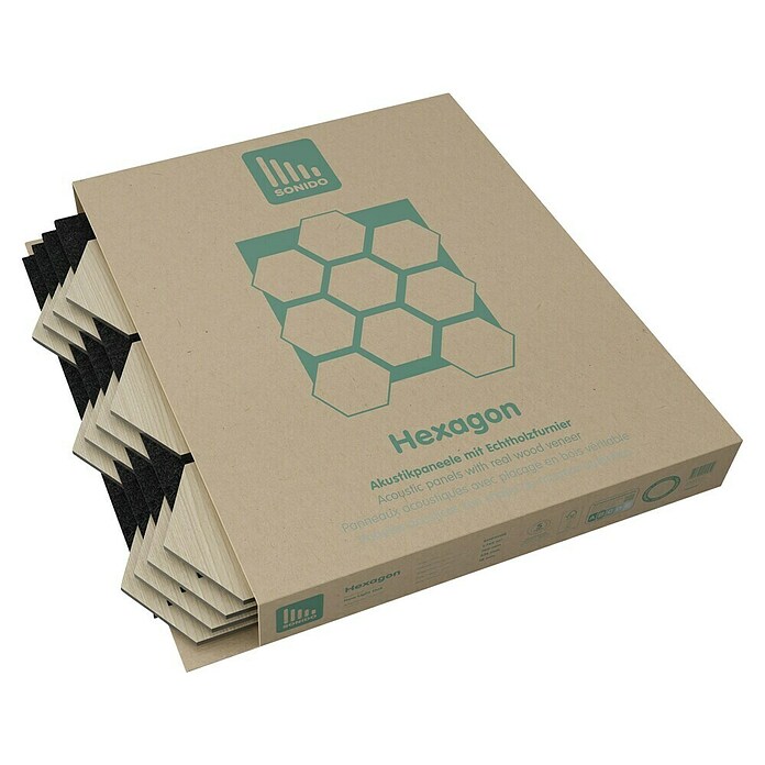Sonido Akustikpaneel Hexagon (New Light Oak, L x B x S: 760 x 574 x 18 mm, 4 Stk.) | BAUHAUS
