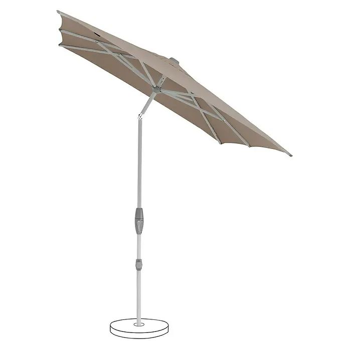 Suncomfort Marktschirm Shell-Turn - Light Taupe, Bespannungsmaß (L x B): 250 x 200 cm - Dieser hochwertige Gartenschirm bietet idealen Sonnenschutz. Er verfügt über einen stabilen Ständer und ein elegantes, beiges Schirmdach.