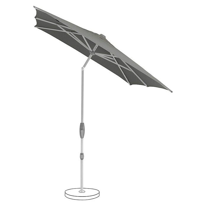 Suncomfort Marktschirm Shell-Turn (Steingrau, Bespannungsmaß (L x B): 250 x 200 cm) | BAUHAUS