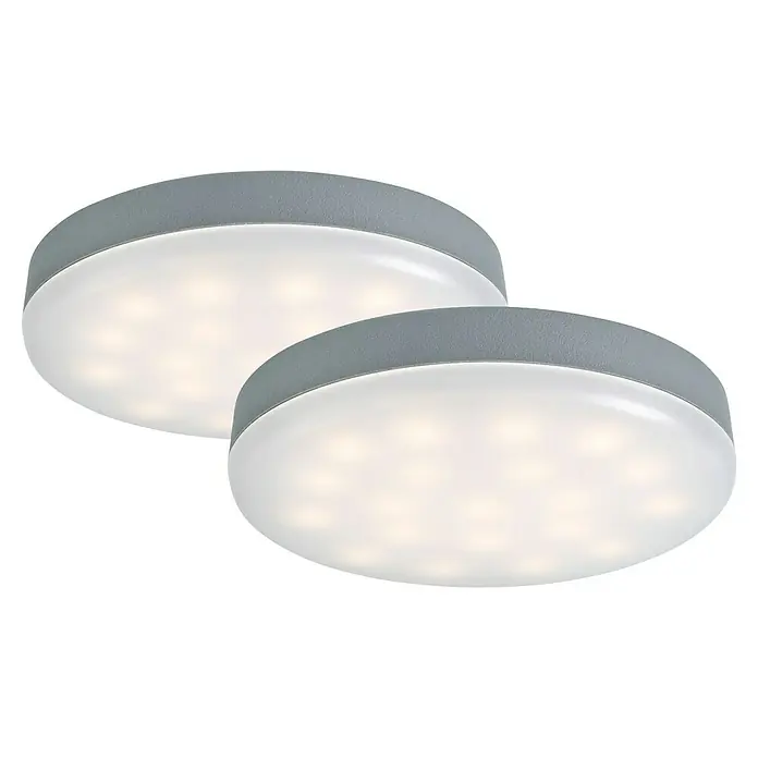Suncomfort LED-Licht Ambience 2er Set - Passend für: Sonnenschirme - Zwei LED-Deckenleuchten mit grauem Rand und hellem, diffusem Licht. Sie bieten eine moderne und energieeffiziente Beleuchtung für jeden Raum.