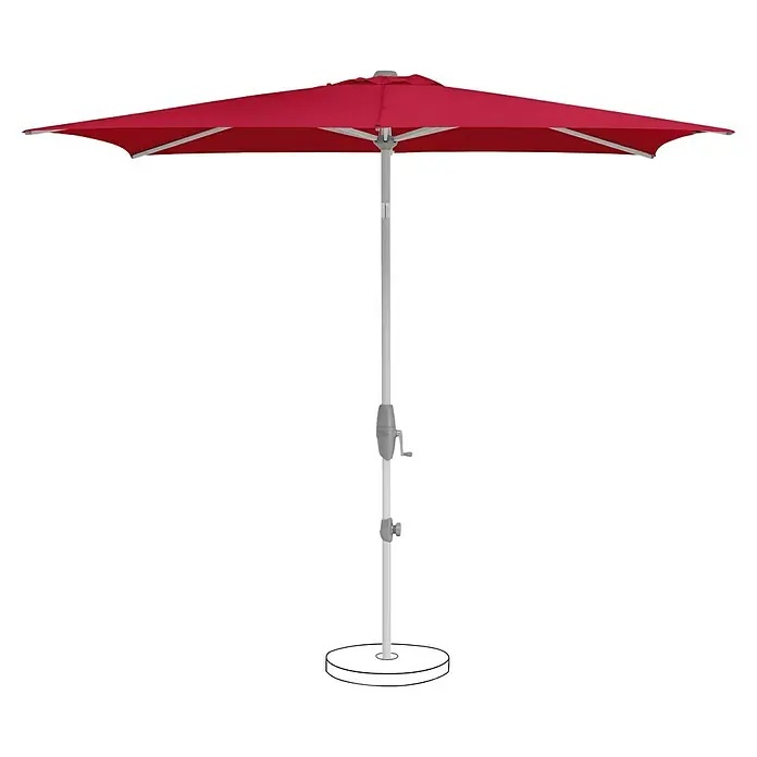 Suncomfort Marktschirm Shell-Turn - Aurora Rot, Bespannungsmaß (L x B): 250 x 200 cm - Roter Sonnenschirm mit stabilem, weißem Gestell und praktischer Kurbelmechanik für den Garten oder die Terrasse.