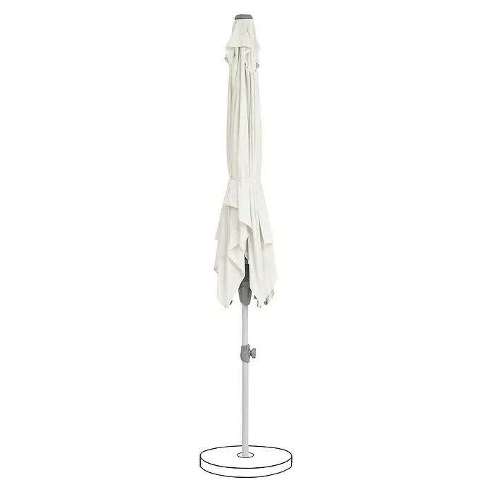 Suncomfort Marktschirm Shell-Turn - Ecru, Bespannungsmaß (L x B): 250 x 200 cm - Ein eleganter, weißer Gartenschirm mit einem stabilen, grauen Ständer. Ideal für sonnige Tage im Freien.