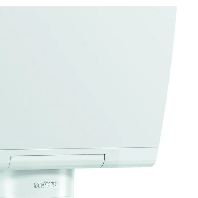 Steinel LED-Strahler XLED home 2 XL S weiß - 19,3 W, L x B x H: 161 x 180 x 214 mm, Weiß - Nahaufnahme einer weißen Steinel-Leuchte, die ein minimalistisches Design und Funktionalität für moderne Beleuchtungslösungen bietet.
