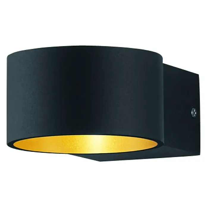 Trio Leuchten LED-Wandleuchte Lacapo - 4,5 W, L x B x H: 15 x 10,5 x 6 cm, Schwarz, Schwarz, Gold, Warmweiß - Elegante schwarze Wandleuchte mit goldenem Innenraum. Die Lampe sorgt für warmes, indirektes Licht und ist ein stilvolles Detail für jeden Raum.