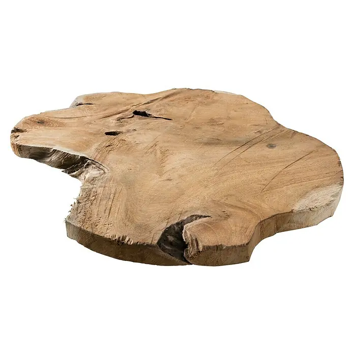 Baumscheibe - Teak, Unbehandelt, Durchmesser: 1 cm - 35 cm - Einzigartige Baumscheibe aus massivem Teakholz, ideal als dekoratives Tablett oder Beistelltisch. Natürliche Maserung und rustikaler Charme.