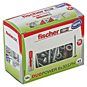 Fischer Doos pluggen en schroeven Duopower (Diameter plug: 6 mm, Pluglengte: 30 mm, 50 stk., Panhead-schroef)