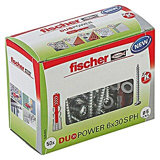 Fischer Duopower Dübel- & Schraubenbox Duopower (Durchmesser Dübel: 6 mm, Länge Dübel: 30 mm, Panheadschraube, 50 Stk.)