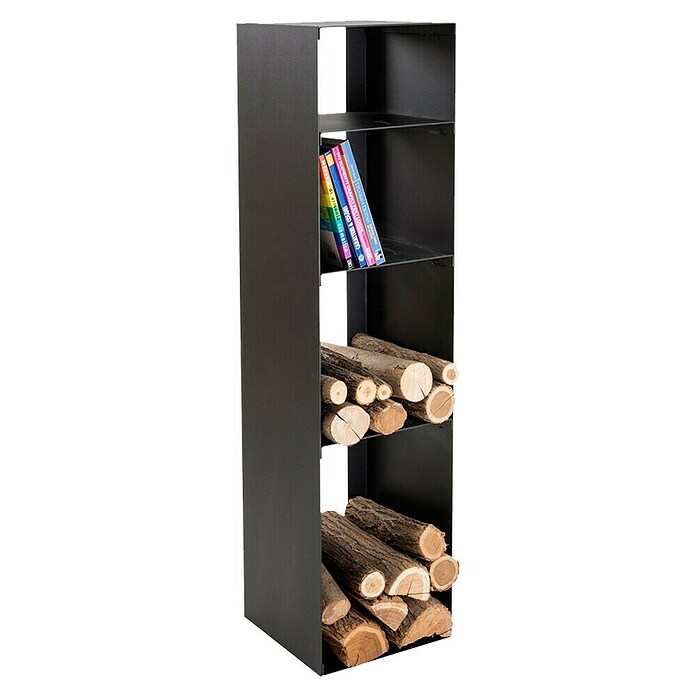 Holzkorb Peter (30 x 30 x 120 cm, Stahlblech, Schwarz)