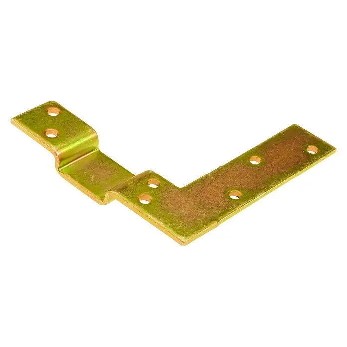 Stabilit Aufhänge-WinkelL x B: 75 x 75 mm, 2 Stk., Verzinkt - Goldener, rechtwinkliger Winkelverbinder mit mehreren Schraubenlöchern für eine sichere Befestigung, ideal für Möbel und Konstruktionen.