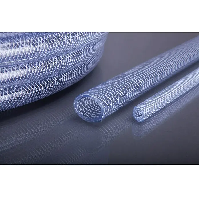Gewebeschlauch Meterware - 6 mm - Transparenter PVC-Schlauch mit Gewebeverstärkung, ideal für vielfältige Anwendungen. Robuster und flexibler Schlauch für den universellen Einsatz.