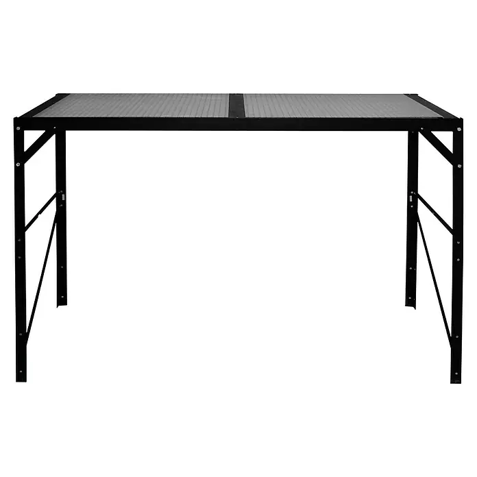 Vitavia Anzuchttisch II - 54 x 121 x 76 cm, Schwarz - Schwarzer, rechteckiger Pavillonrahmen mit grauem, geriffeltem Dach für den Außenbereich, ideal für Garten oder Terrasse.