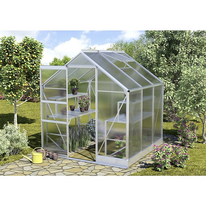 Vitavia Gewächshaus (1,99 x 1,95 x 2,07 m, Farbe: Aluminium, Polycarbonat, 6 mm)