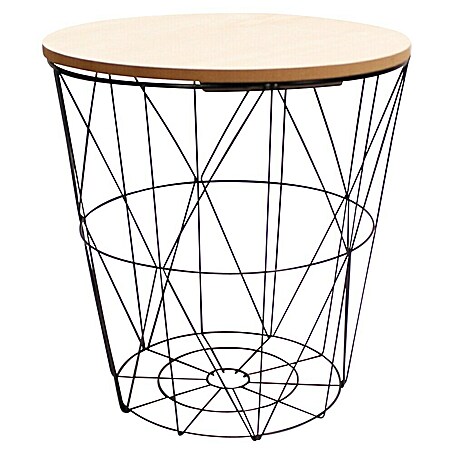 Mesa auxiliar Luke (Ø x Al: 29 x 31 cm, Tablero de fibra de madera de densidad media (MDF), Negro/Marrón)