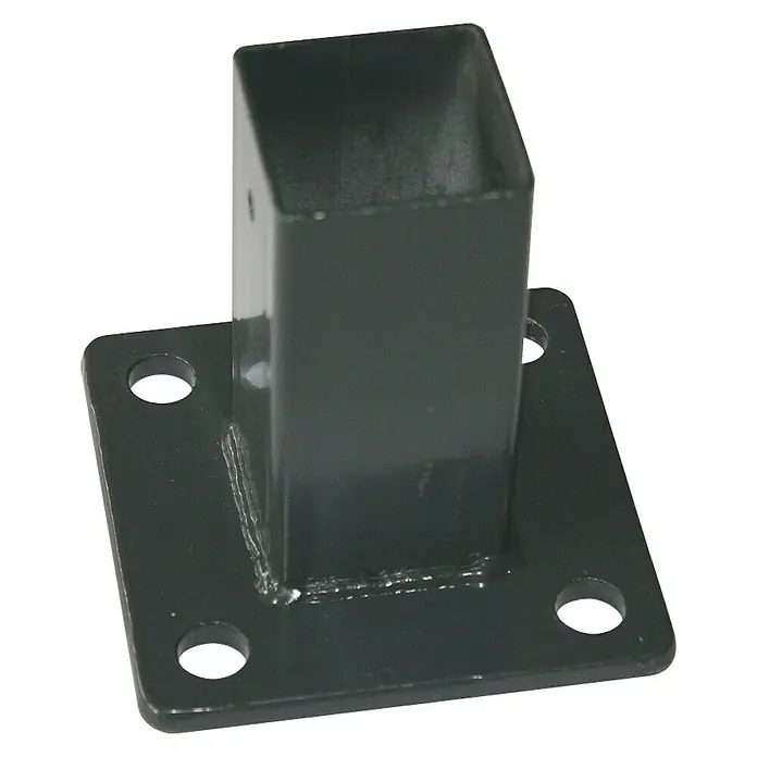 Peddy Shield Standfuß - Passend für: 40 x 40 mm Zaunpfosten, Anthrazit - Metallpfostenhalterung zur sicheren Befestigung von Pfosten. Robuste Ausführung mit Befestigungslöchern für festen Halt.
