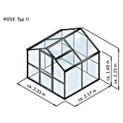 KGT Gewächshaus Rose II (2,17 x 2,33 x 2,15 m, Polycarbonat, Glasstärke: 10 mm, Pressblank)