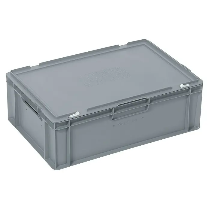 BAUHAUS Eurobox - L x B x H: 60 x 40 x 20 cm, 40 l, Grau - Grauer Lagerbehälter mit Deckel, ideal für die Organisation und Lagerung von Gegenständen im Haus, Büro oder Lager.