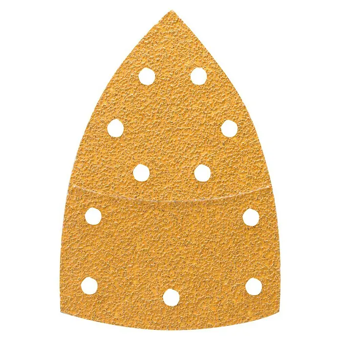 Craftomat Schleifblätter BFWP - L x B: 102 x 62 mm, Körnung: 40, 10 Stk. - Schleifpapier für Dreieckschleifer mit Löchern zur Staubabsaugung für ein sauberes Arbeitsergebnis.