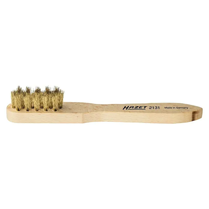 Hazet Zündkerzenbürste 2131 - Messing, Länge: 150 mm - Hazet 2131 Drahtbürste mit Messingborsten und Holzgriff. Zum Reinigen von Metalloberflächen und Entfernen von Rost.